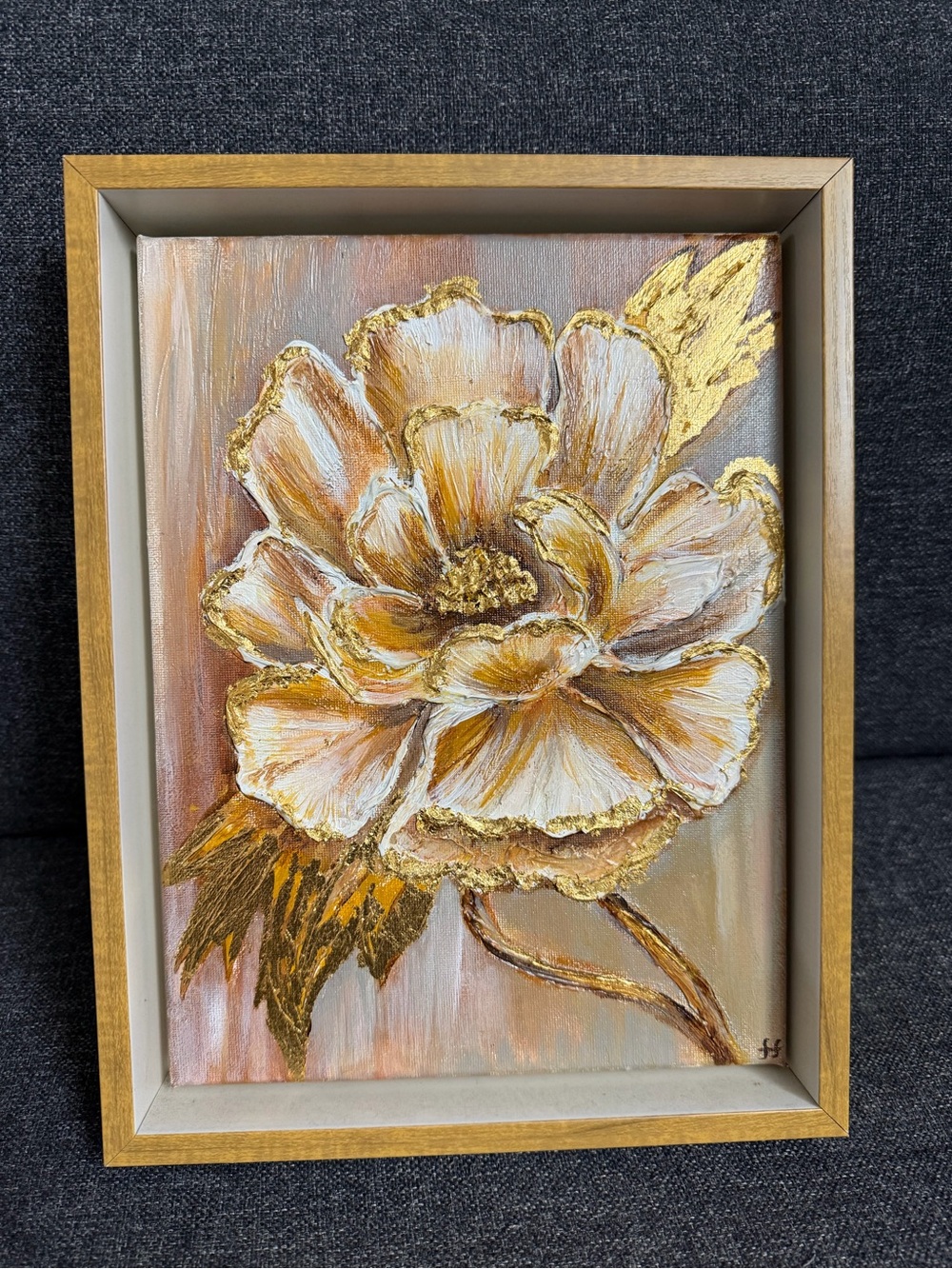 Gold and Cream Floral Canvas Wall Art
